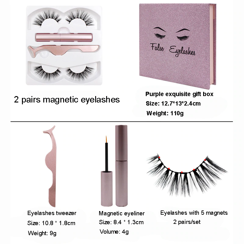 Magnetic Liquid Eyeliner & Magnetic False Eyelashes & Tweezers Set
